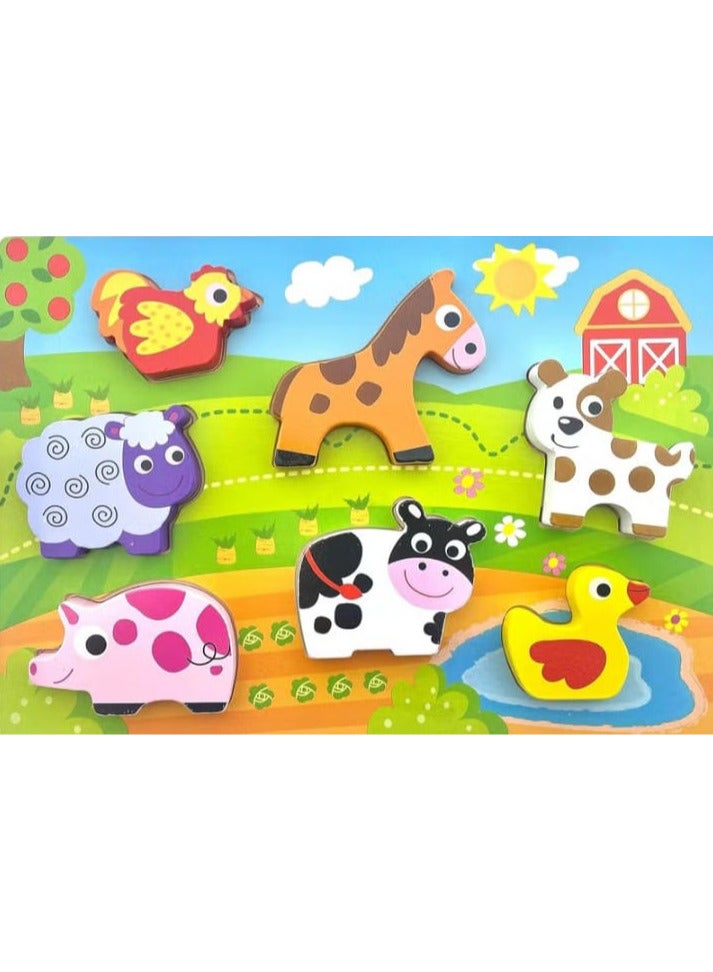 RB&G Wooden Puzzle Game with Large Pieces for Kids - Safari Animal Farm Puzzle, Suitable for 1-Year-Old Children. - Image 3
